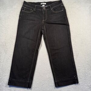 White House Black Market Noir Denim Cropped Pants Jeans‎ Black Size 8